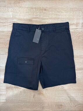Zanerobe Black Flat Front Utility Shorts